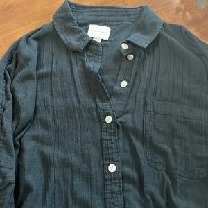 American Eagle xl women black soft long/quarter sleeve button up shirt